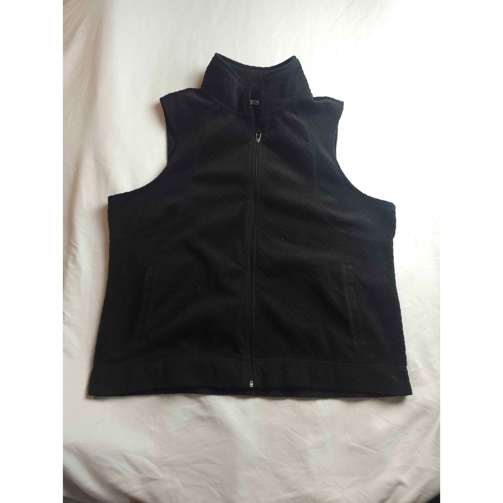 Kim Rogers Curvy Vest Jacket Womens Size‎ 1X Black Fleece Cabincore Cozy Classic